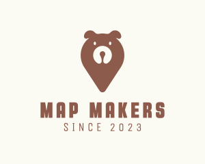 Wild Bear Location Pin logo design