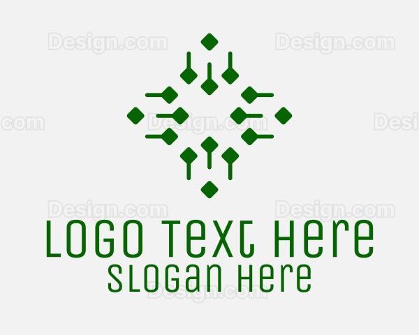 Abstract Green Tech Cross Logo