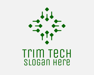 Abstract Green Tech Cross  Logo