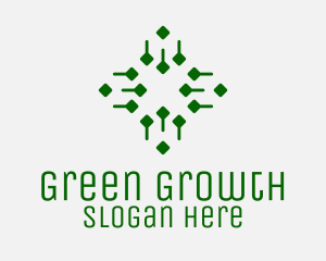 Abstract Green Tech Cross  logo design