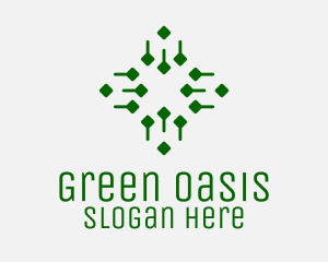 Abstract Green Tech Cross  logo design