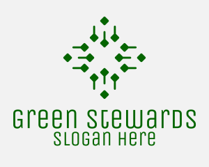 Abstract Green Tech Cross  logo design