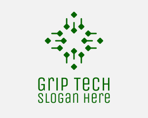 Abstract Green Tech Cross  logo design