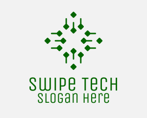 Abstract Green Tech Cross  logo design