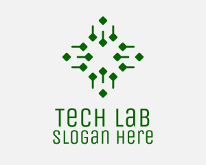 Abstract Green Tech Cross  logo design