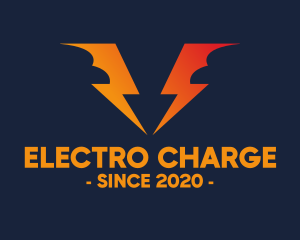 Electricity Bat Wings logo design