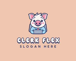 Pig Employee Clerk logo design