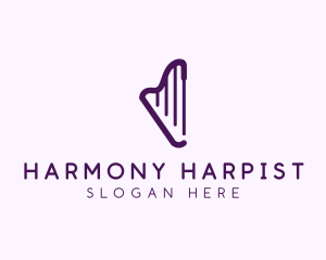 Minimalist Simple Harp  logo design