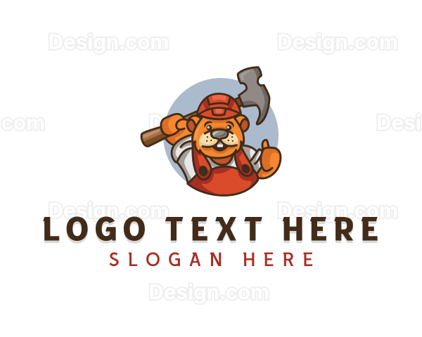 Beaver Construction Worker Logo