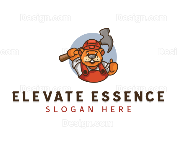 Beaver Construction Worker Logo