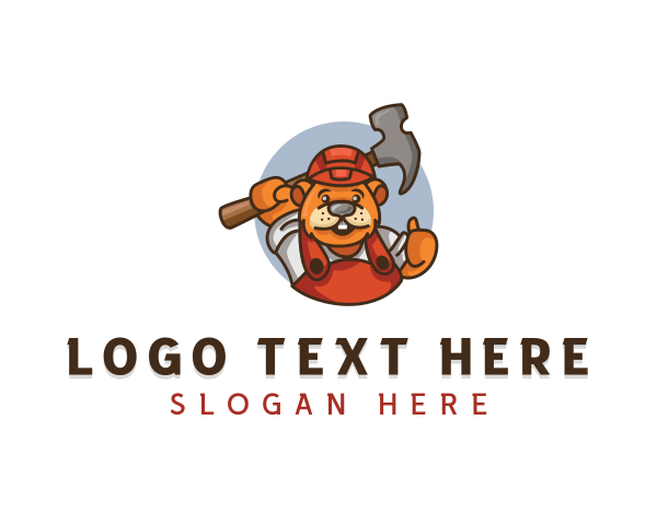 Beaver Construction Worker  logo