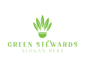 Organic Plant Shuttlecock logo design