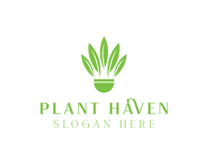 Organic Plant Shuttlecock logo design