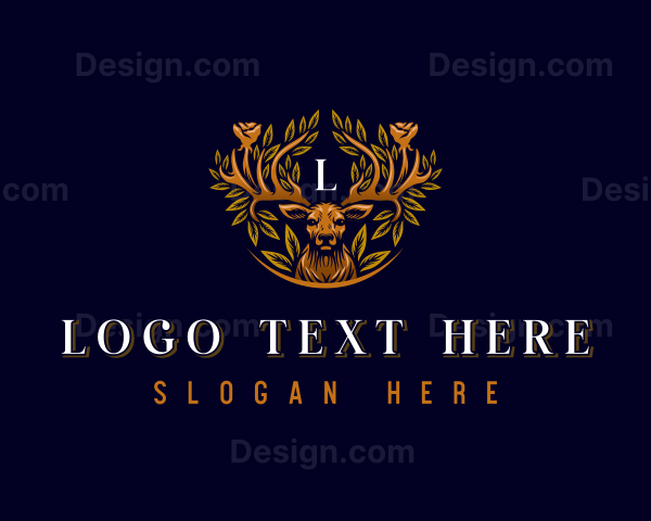 Floral Deer Wreath Logo