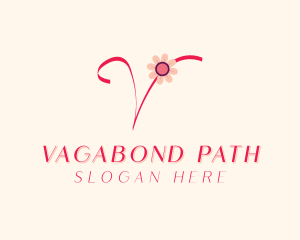 Pink Flower Letter V logo design