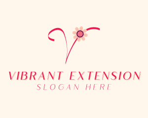 Pink Flower Letter V logo design