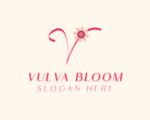 Pink Flower Letter V logo design