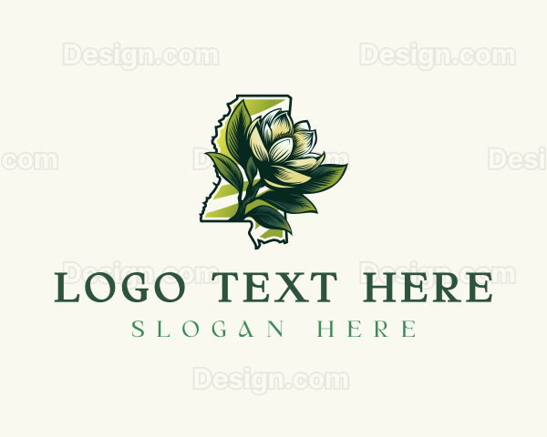 Mississippi Magnolia Flower Logo