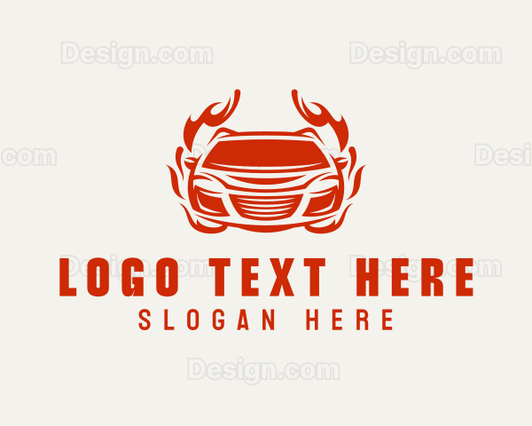 Flaming Car Transportation Logo