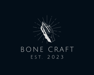 Praying Skeleton Hand logo design