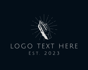 Classical - Praying Skeleton Hand logo design