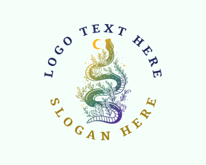 Mystical Serpent Crescent Floral logo