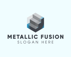 Modern 3D Metallic Stairs logo design