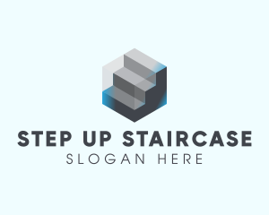 Modern 3D Metallic Stairs logo design