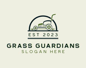 Grass Cutting Lawn Mower logo design