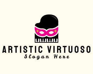 Mask Piano Pianist logo design