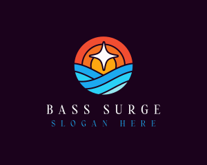 Sunset Beach Wave logo design