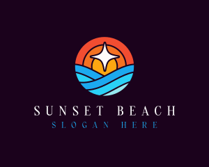 Sunset Beach Wave logo design