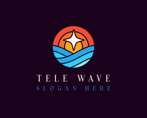 Sunset Beach Wave logo design