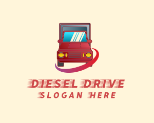 Red Truck Swoosh logo design