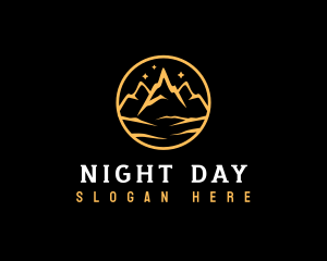 Mountain Peak Night Camping logo design