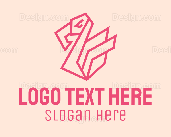 Geometric Pink Flamingo Logo