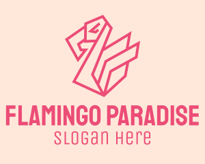 Geometric Pink Flamingo  logo design