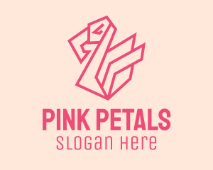 Geometric Pink Flamingo  logo design