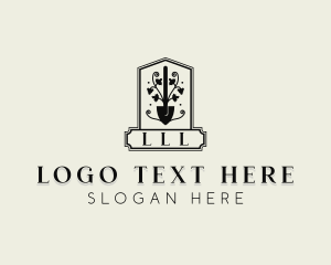 Shovel Landscaping Gardener logo