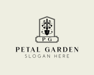 Shovel Landscaping Gardener logo design