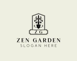 Shovel Landscaping Gardener logo design