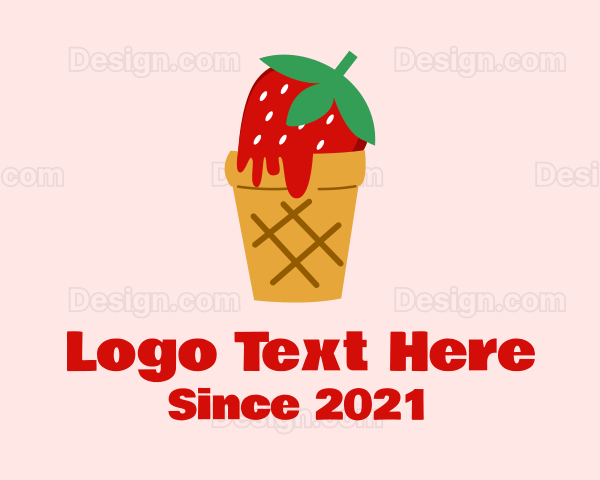 Strawberry Ice Cream Cone Logo