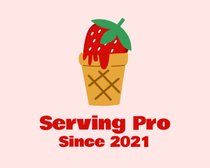 Strawberry Ice Cream Cone logo design