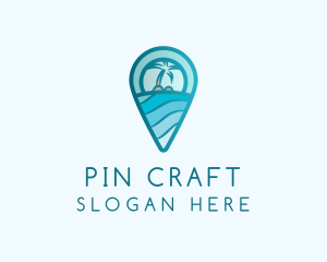 Tropical Location Pin Palm Tree logo design