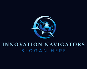 Globe Compass Navigation Voyage logo design