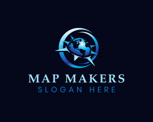 Globe Compass Navigation Voyage logo design