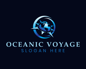 Globe Compass Navigation Voyage logo design