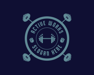 Fitness Weightlifting Badge logo design