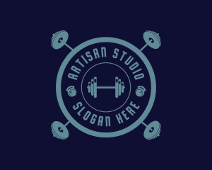 Fitness Weightlifting Badge logo design