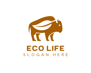 Eco Friendly Leaf Bison logo design